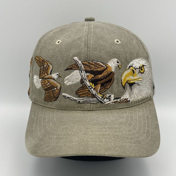 Vintage Al Agnew Bald Eagle Hat Cap 90s Embroidered American Wildlife Strapback - Picture 2 of 16